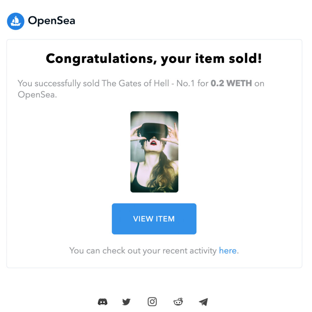 My first sold NFT